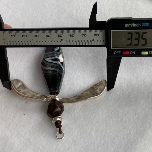 Black Banded Agate Dragonfly Pendant Silver plated - Picture 12 of 14